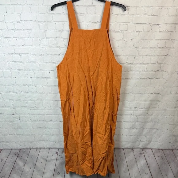 BloomChic Orange Midi Pinafore Dress Plus Size 2X - Picture 7 of 7